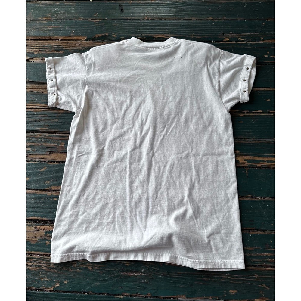Vintage PGB Americana Stars Crochet‎ Studded T-Shirt White Womens Small USA Made - Picture 7 of 8